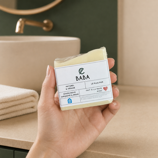 Savon doux ORÉRA BABA éco-luxe naturel, soins naturels, fabriqué au Québec, sans cruauté.