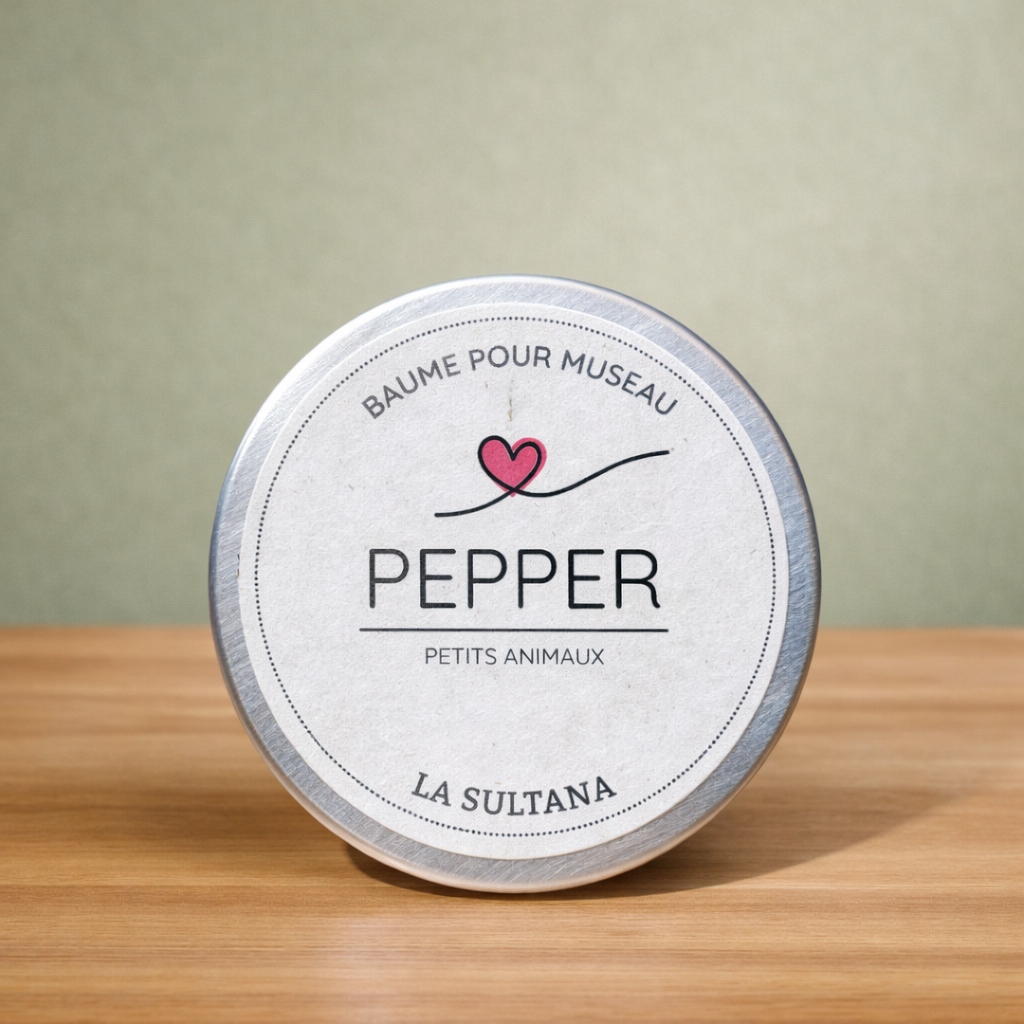 Baume pour museau PEPPER ORÉRA éco-luxe naturel, produits artisanaux québécois, soin naturel sans cruauté.