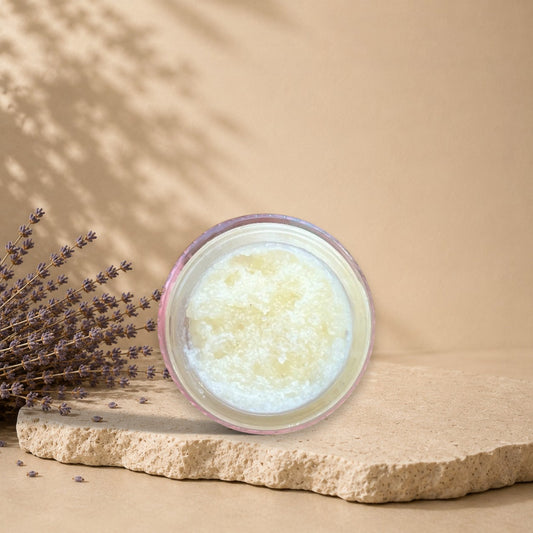 Masque exfoliant lèvres ORÉRA miel & citron en pot, soins naturels québécois sans cruauté.
