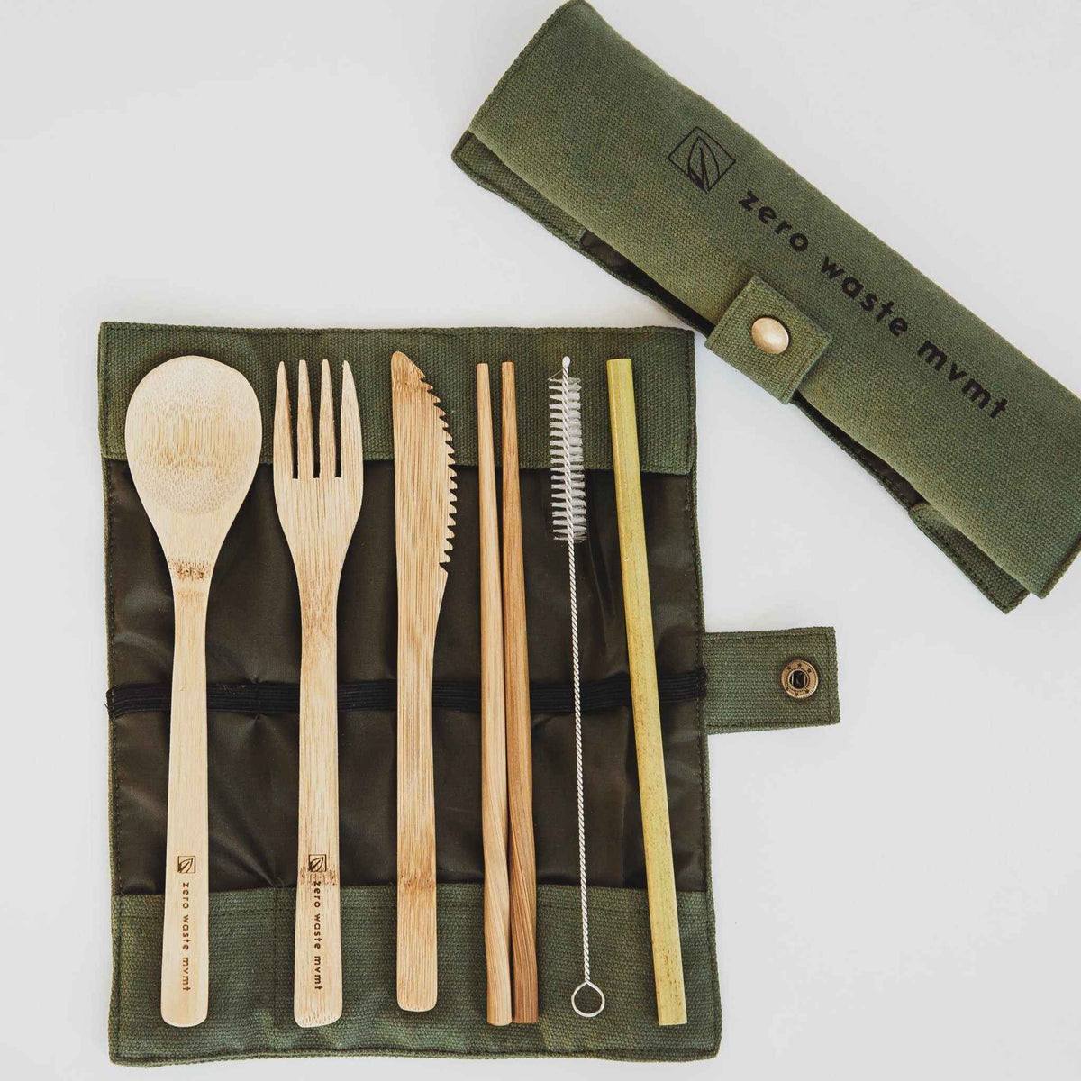 Set de couverts de voyage en bambou avec étui