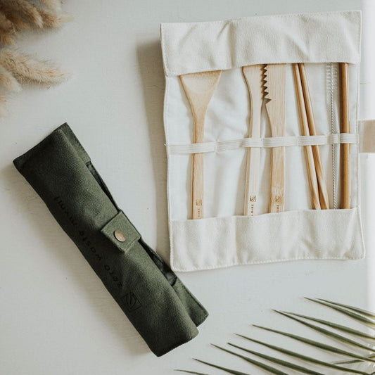 Travel Bamboo Utensil Set With Pouch
