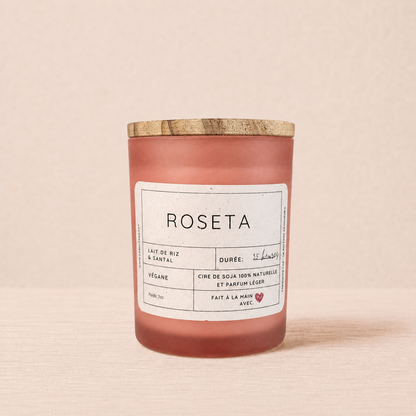 Bougie ORÉRA lait de riz et santal 7oz verre mat pêche éco-luxe naturel fabriqué au Québec sans cruauté.