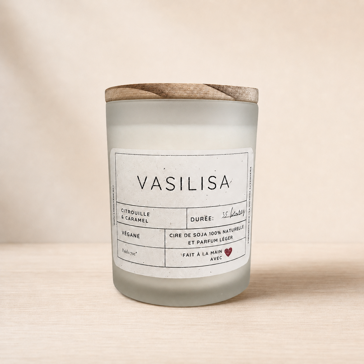 Bougie citrouille caramel 7oz ORÉRA éco-luxe naturel produit artisanal québécois sans cruauté.