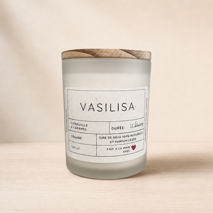 Bougie citrouille caramel 7oz ORÉRA éco-luxe naturel produit artisanal québécois sans cruauté.
