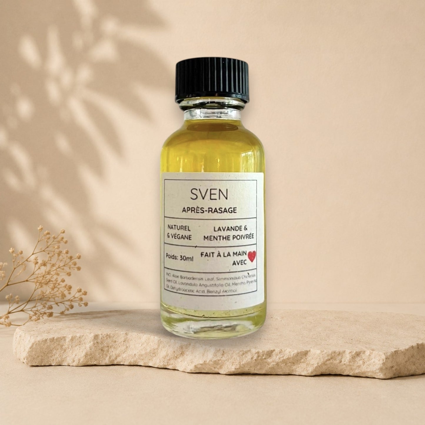 Lotion après-rasage SVEN lavande et menthe poivrée ORÉRA en verre, éco-luxe naturel, fabriqué au Québec sans cruauté.