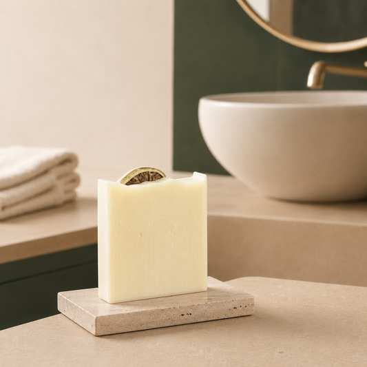 Savon doux ALAYNA à l’huile d’avocat et citron, éco-luxe naturel ORÉRA, fabriqué au Québec sans cruauté.