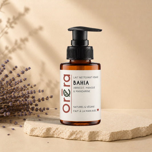Lait nettoyant visage BAHIA abricot mangue mandarine ORÉRA éco-luxe naturel fabriqué au Québec sans cruauté.