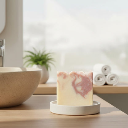 Savon artisanal ORÉRA argile rouge gingembre pamplemousse, soins naturels, fabriqué au Québec, sans cruauté, éco-luxe naturel.
