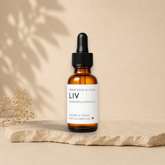 Sérum visage LIV chanvre et camomille ORÉRA éco-luxe naturel artisanal québécois sans cruauté.