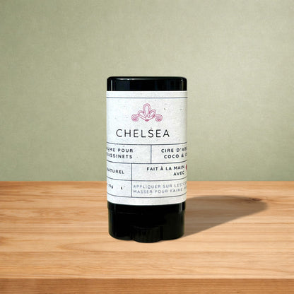 Baume pour coussinets CHELSEA ORÉRA éco-luxe naturel soins naturels fabriqué au Québec sans cruauté.