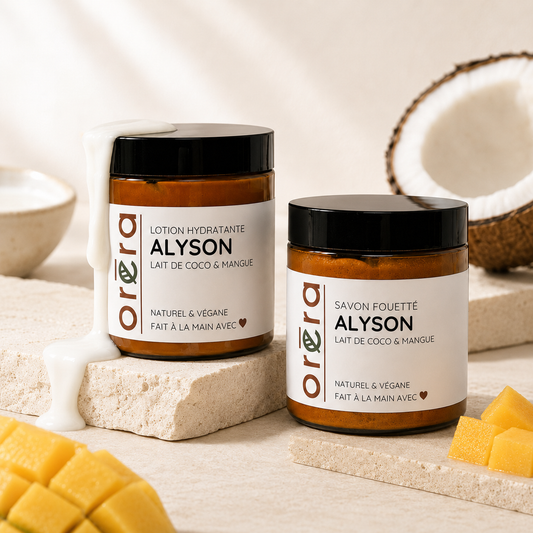 savon fouetté et lotion hydratante coco mangue
