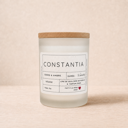 Bougie cèdre et ambre 7oz ORÉRA, éco-luxe naturel, fabriquée au Québec, sans cruauté.
