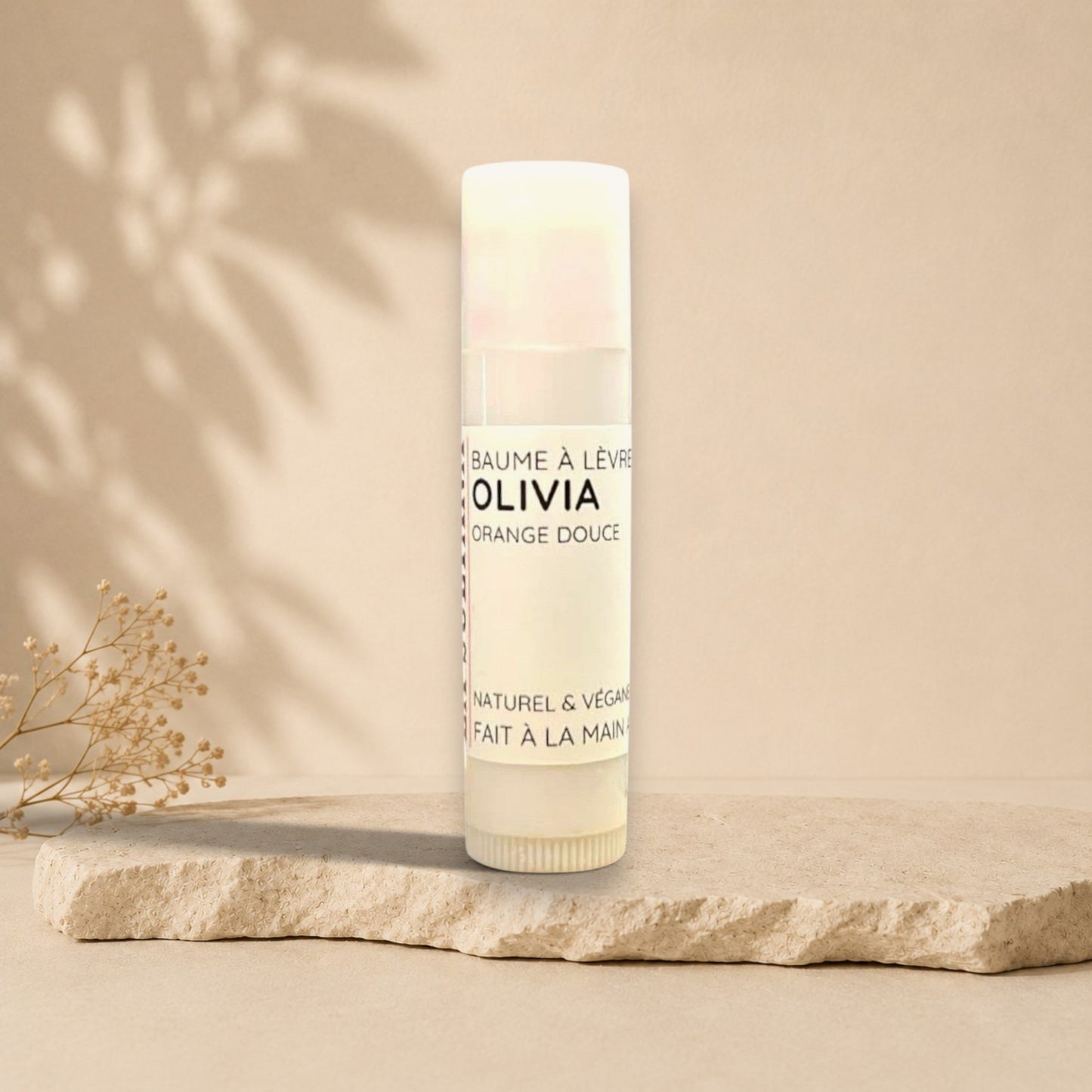 Baume à lèvres OLIVIA karité et orange douce ORÉRA éco-luxe naturel fabriqué au Québec sans cruauté.