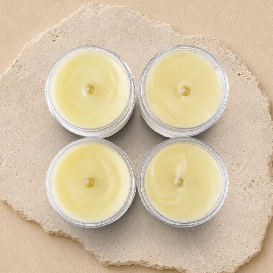 Quatre pots de baume à lèvres géant ORERA soins naturels faits main | Québec au jojoba