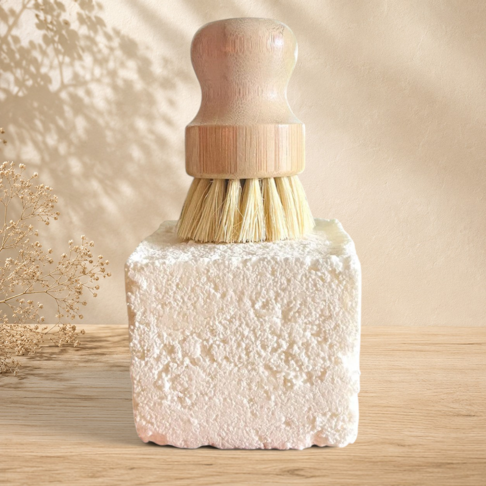 Bloc de savon vaisselle solide ORÉRA | Soins naturels éco-luxe — Fabriqués au Québec avec brosse en bois et fibres