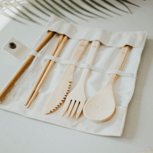 Travel Bamboo Utensil Set With Pouch
