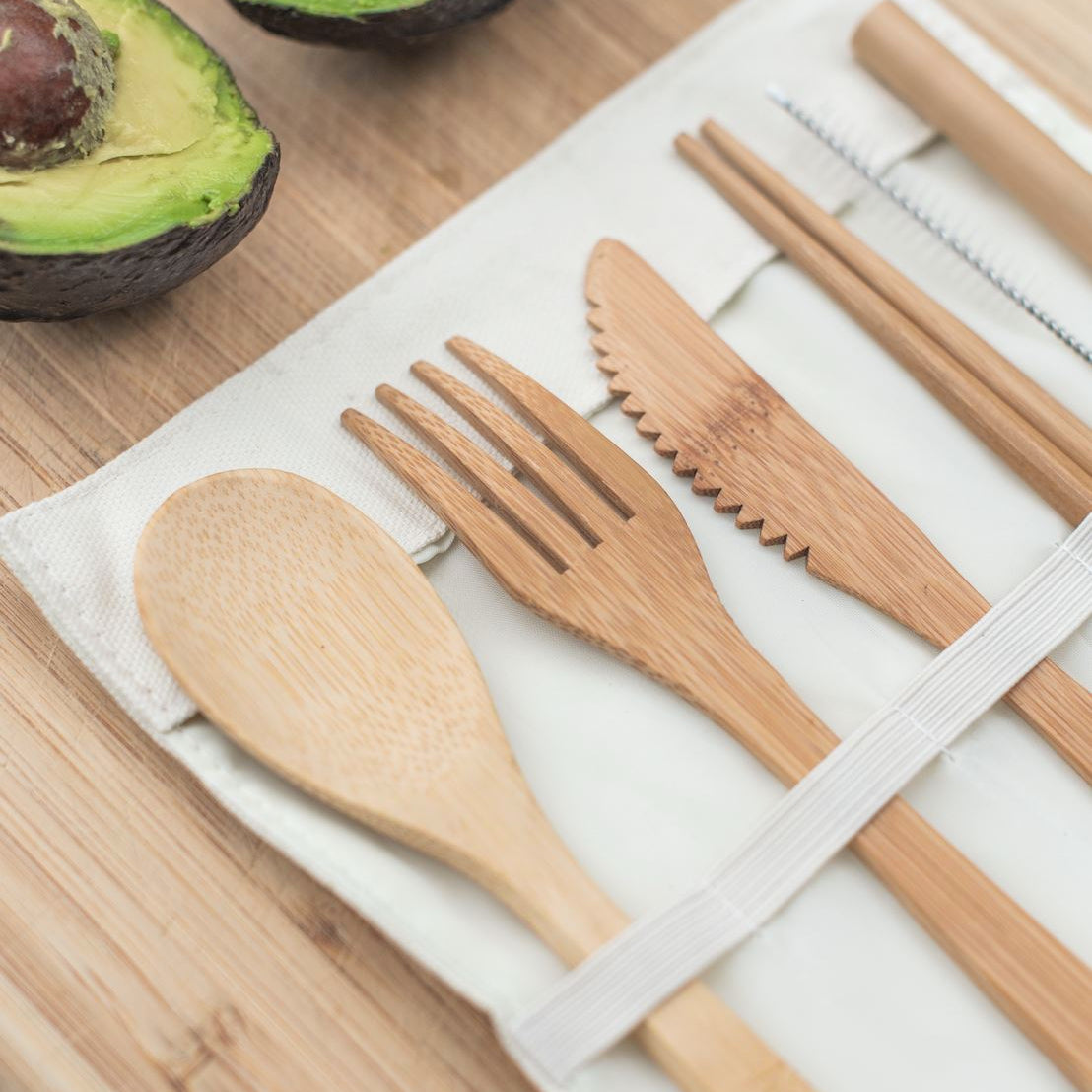 Travel Bamboo Utensil Set With Pouch